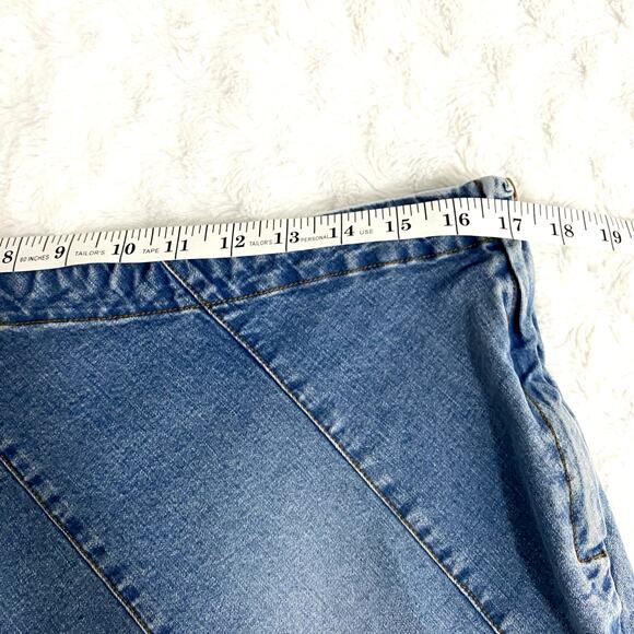 Vintage Y2K H&M Denim Washed Out Diagonal Stitching Boho Knee Length Skirt 14 - Picture 5 of 6